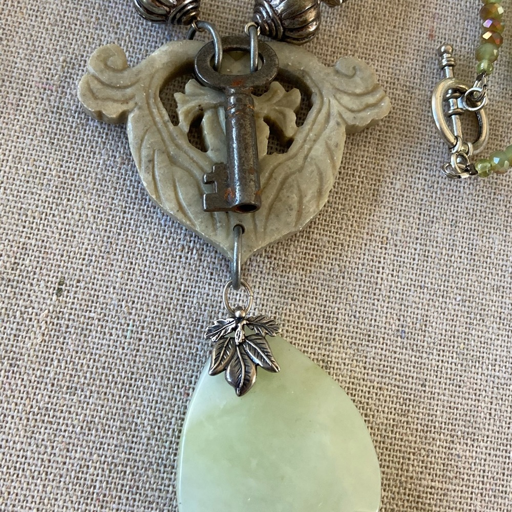 Bohemian Style Laura Hansen Designs New Jade Necklace w Jasper Pendant